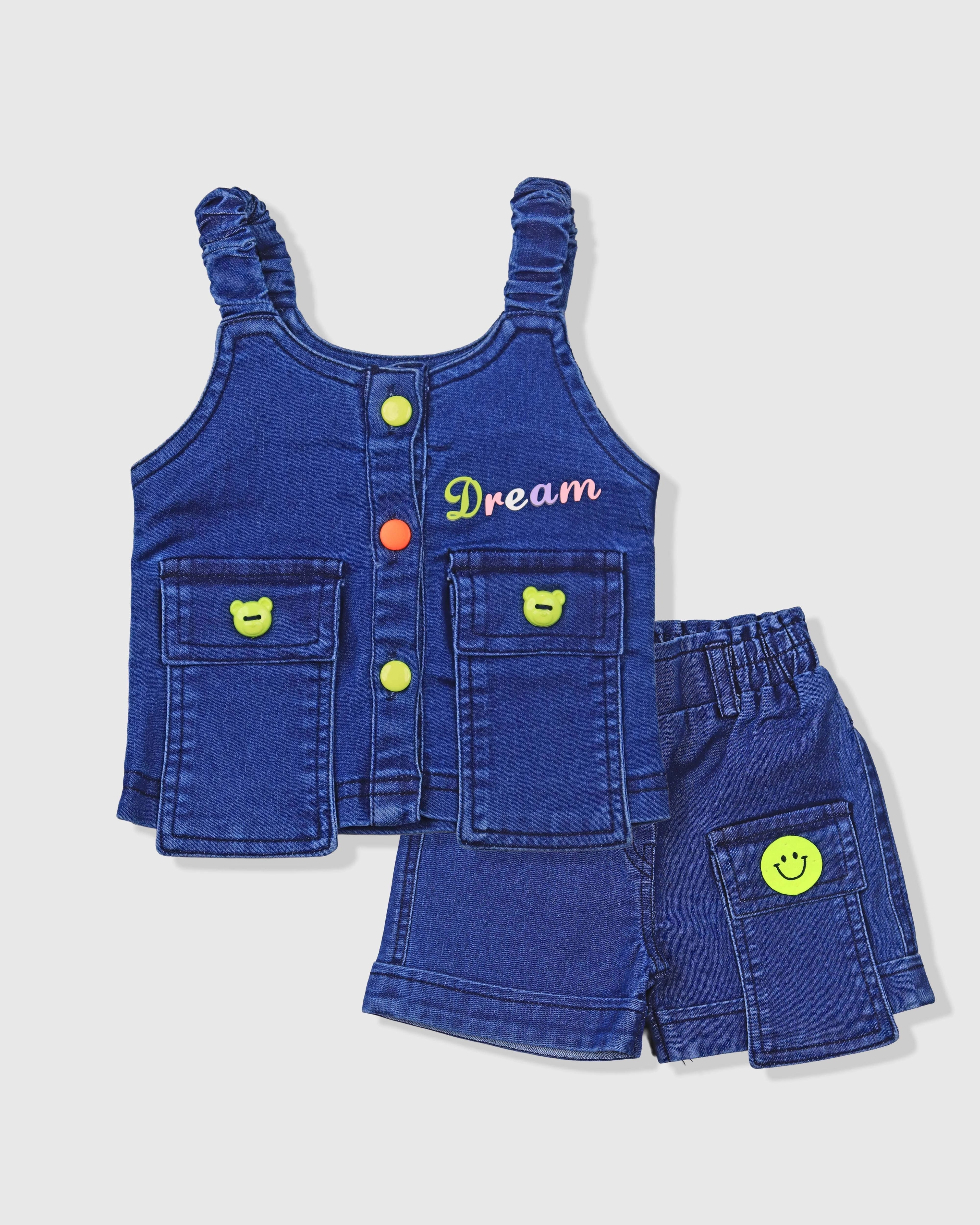 Denim Cord Set For Girls