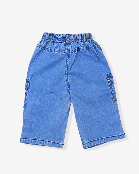 Clothing Sets For Girls | Denim Shirt & Capri With White Tshirt