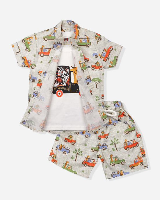 Printed 3 Piece Cord Set For Baby Boys For Summers