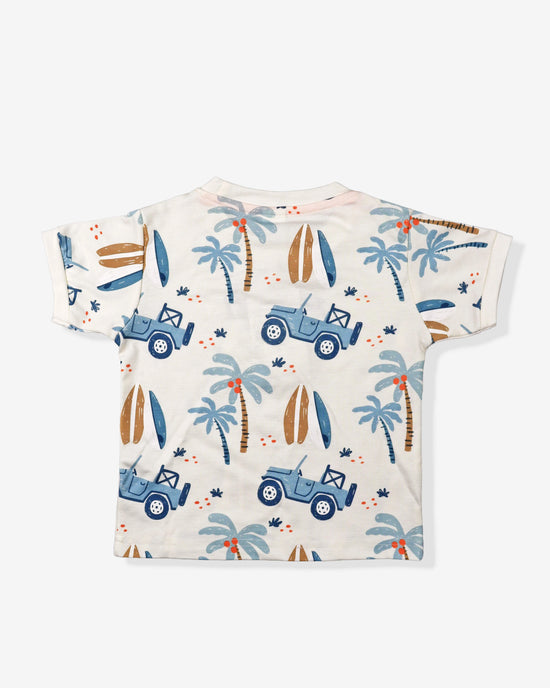 Printed Clothing Set for Boys With Solid Shorts