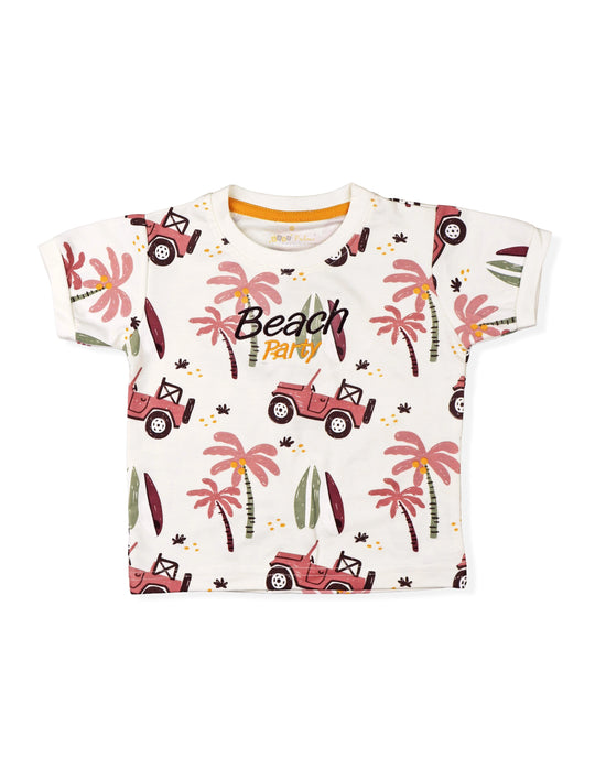 Printed Clothing Set for Boys With Solid Shorts
