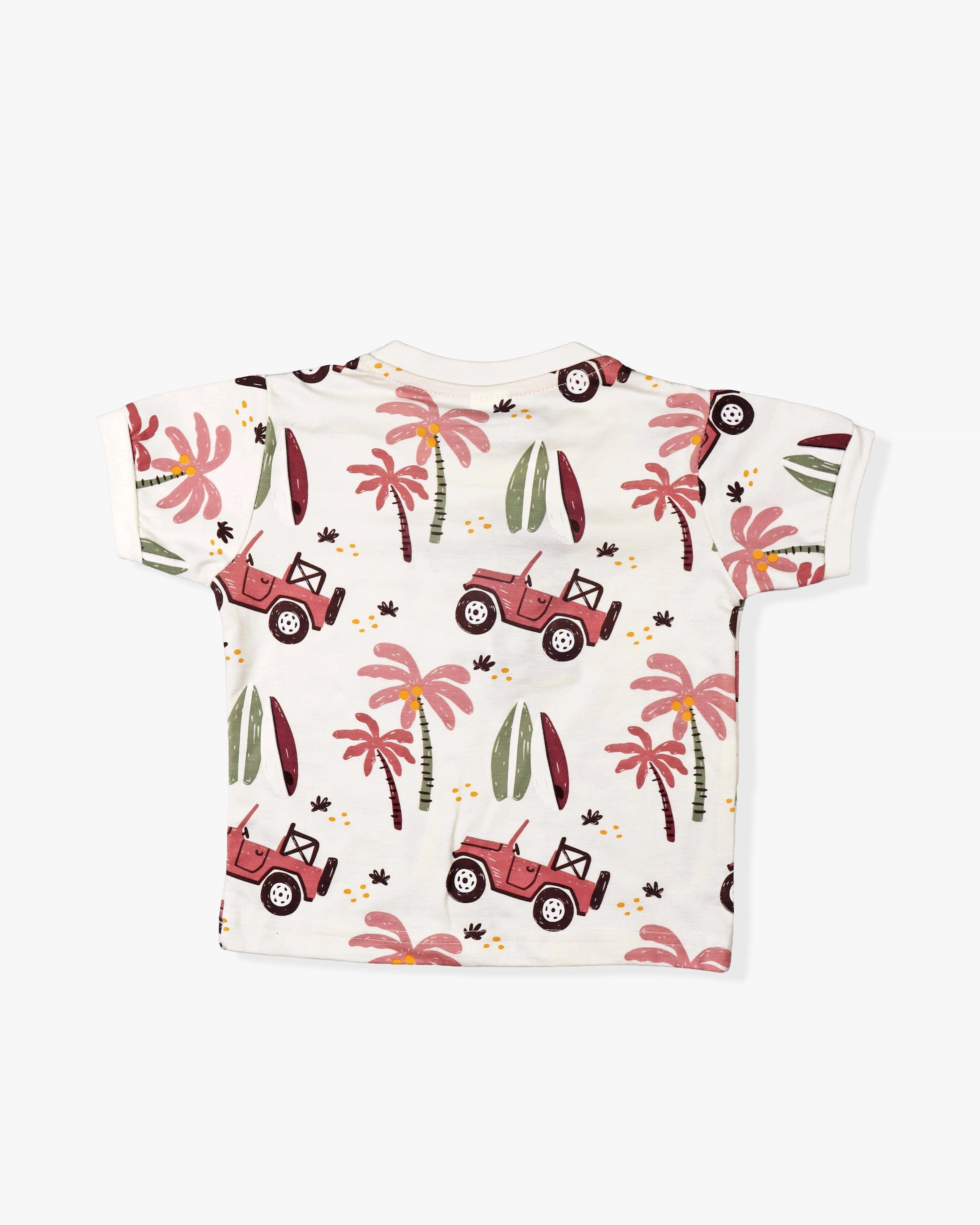 Printed Clothing Set for Boys With Solid Shorts