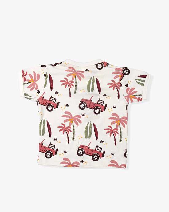 Printed Clothing Set for Boys With Solid Shorts