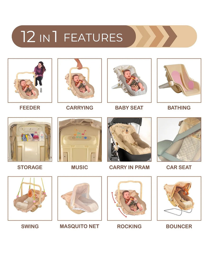 BabyPalms Comfy Nest: The Ultimate 12-in-1 Baby Cot for Every Adventure (0-14 Months)