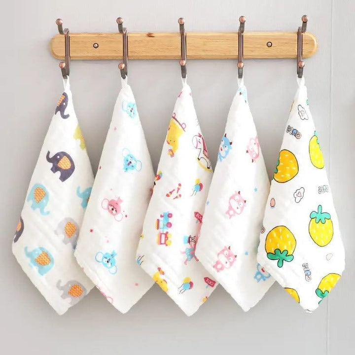 Newborn Bamboo Muslin Face Towels in White Color | Pack of set-5