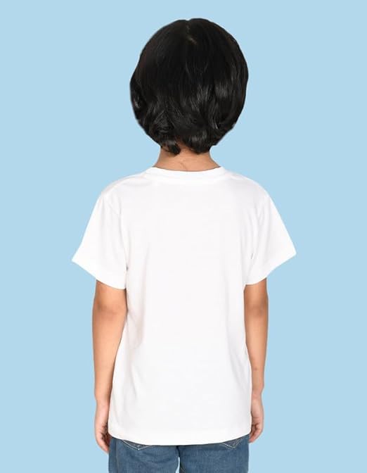 Boys Cotton White T-Shirt | Round Neck | Half Sleeve